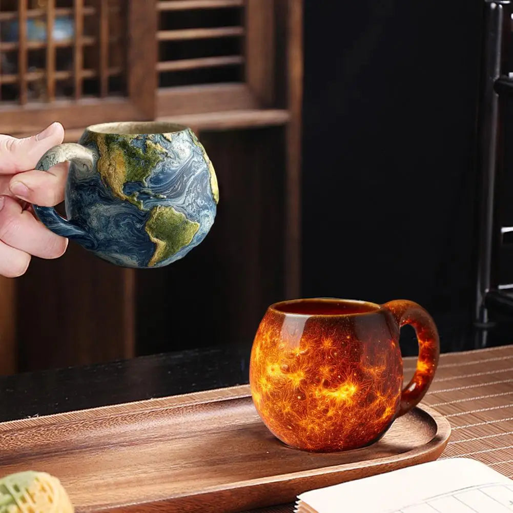 Solar System Planet Mugs Space-Themed Coffee Cups with Ergonomic Handle Planet-inspired Ceramic Cup Space Embossed Planet Mugs