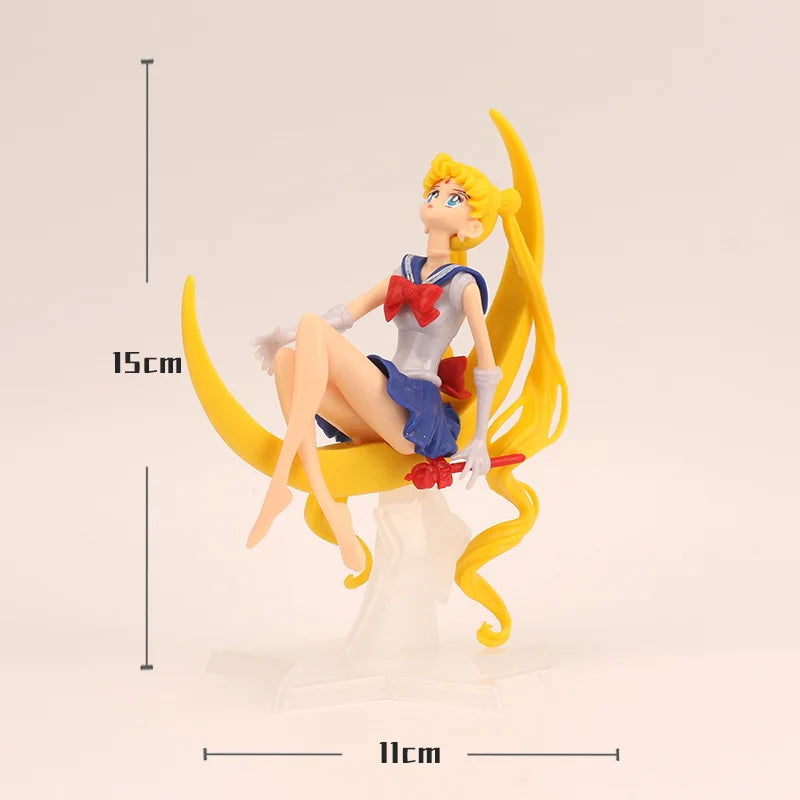 Sailor Moon Figure Anime Cartoon Jupiter Makoto Venus Minako Tsukino Rabbit Doll Toy Little Princess Cake Decoration Ornaments