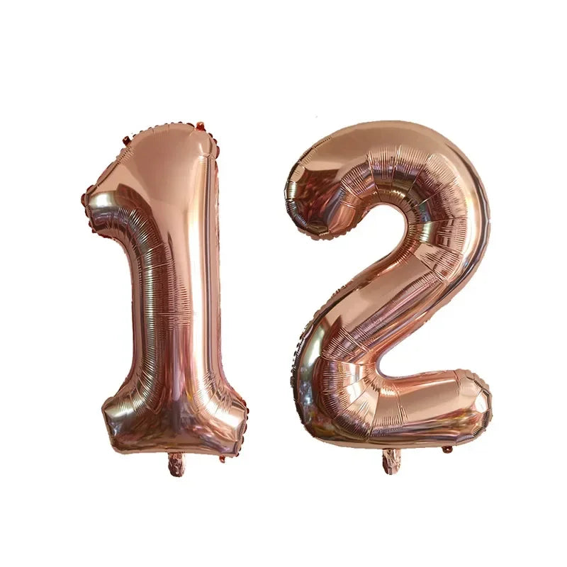 2Pcs 32 Inch Gold Silver Black Blue Red Helium Foil Number Balloon 10 11 12 13 14 15 Happy Birthday Party Decoration Supplies