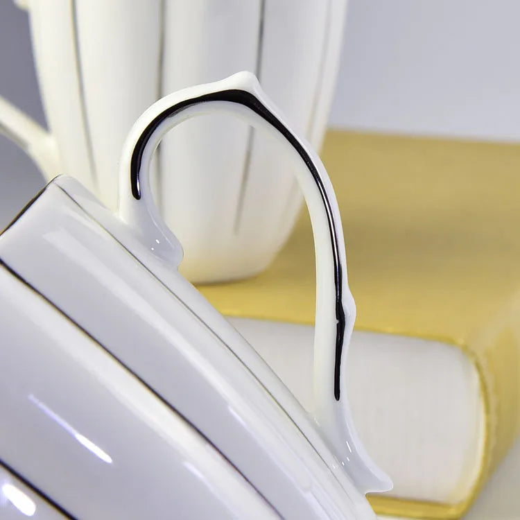 300ml Bone Ceramic Phnom Penh Silver Border Mug China Relief Moonlight Cup Office Gift Coffee Milk Tea Cup With Handle