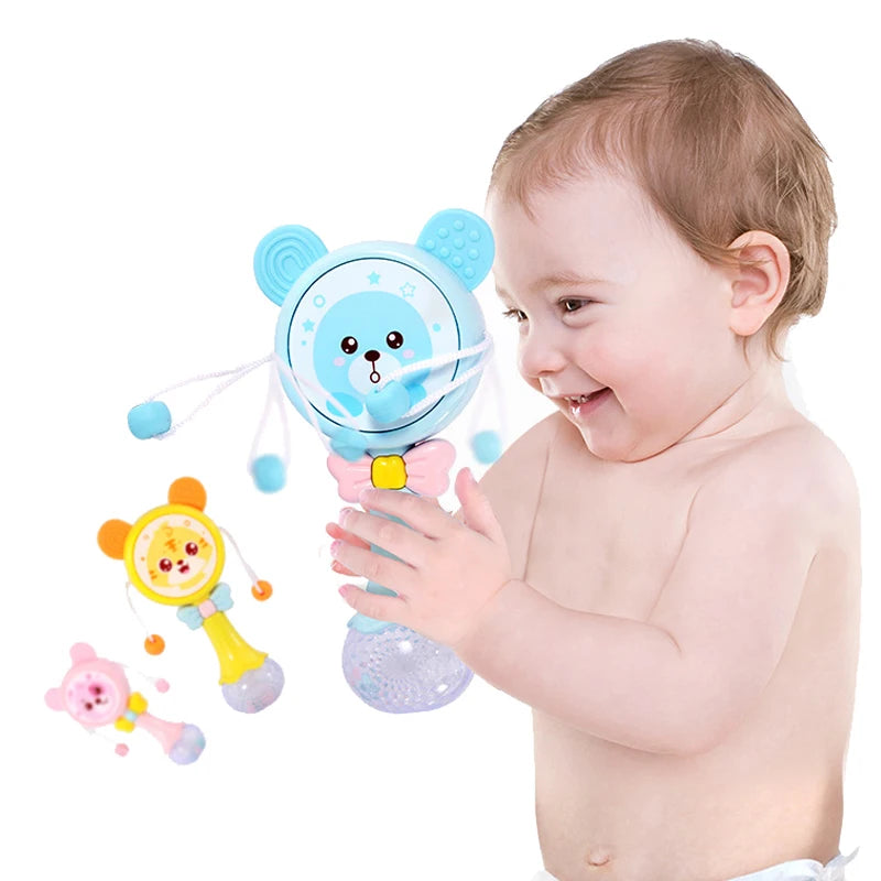 Baby Music Flashing Rattle Toys Rabbit Teether Hand Bells Mobile Infant Stop Weep Tear Rattles Newborn Early Educational Toy 18M