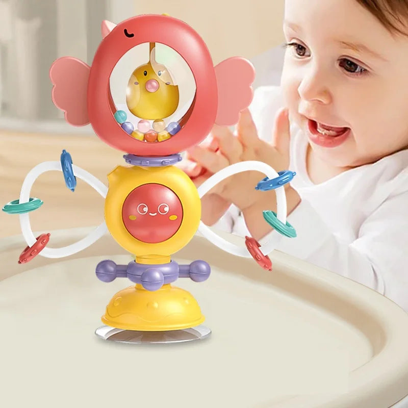 Suction Cup Spinner High Chair Baby Toys 6 12 Months Rotating Rattle Sensory Toys for Babies Educational Games Toy 1 2 3 Years
