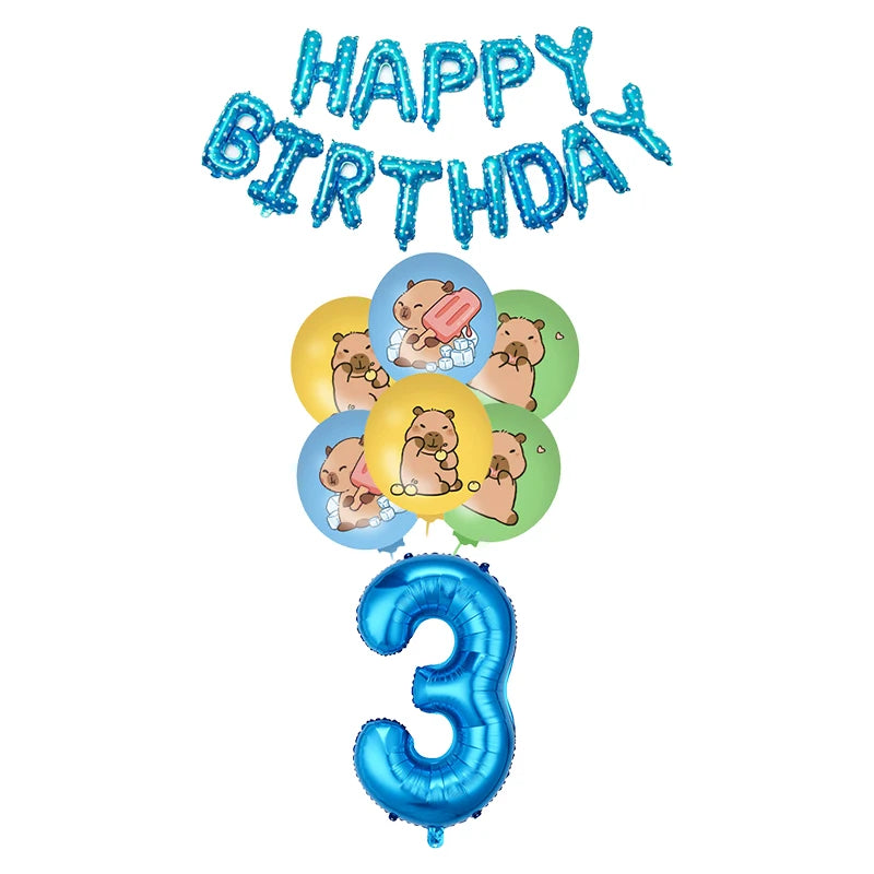 Capybara Birthday Party Decorations Tableware Set Cups Plates Napkins Tablecloth Straws Capybara Balloons Toy Girls Party Favors