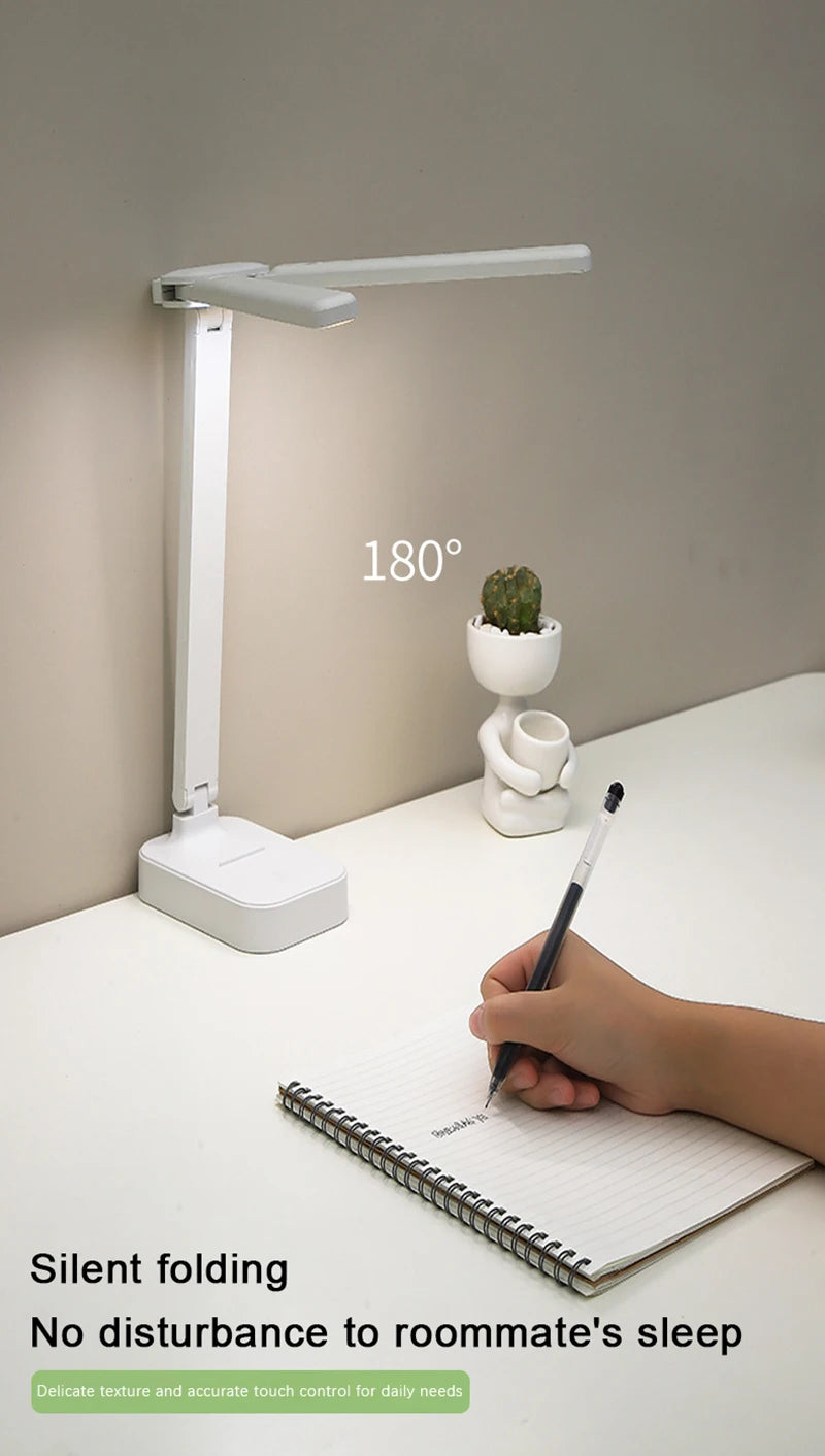 LED Desk Lamp USB Rechargeable Touch Night Light 3 Levels Dimmable Eye Protection Foldable Table Lamp For Bedroom Bedside Readin
