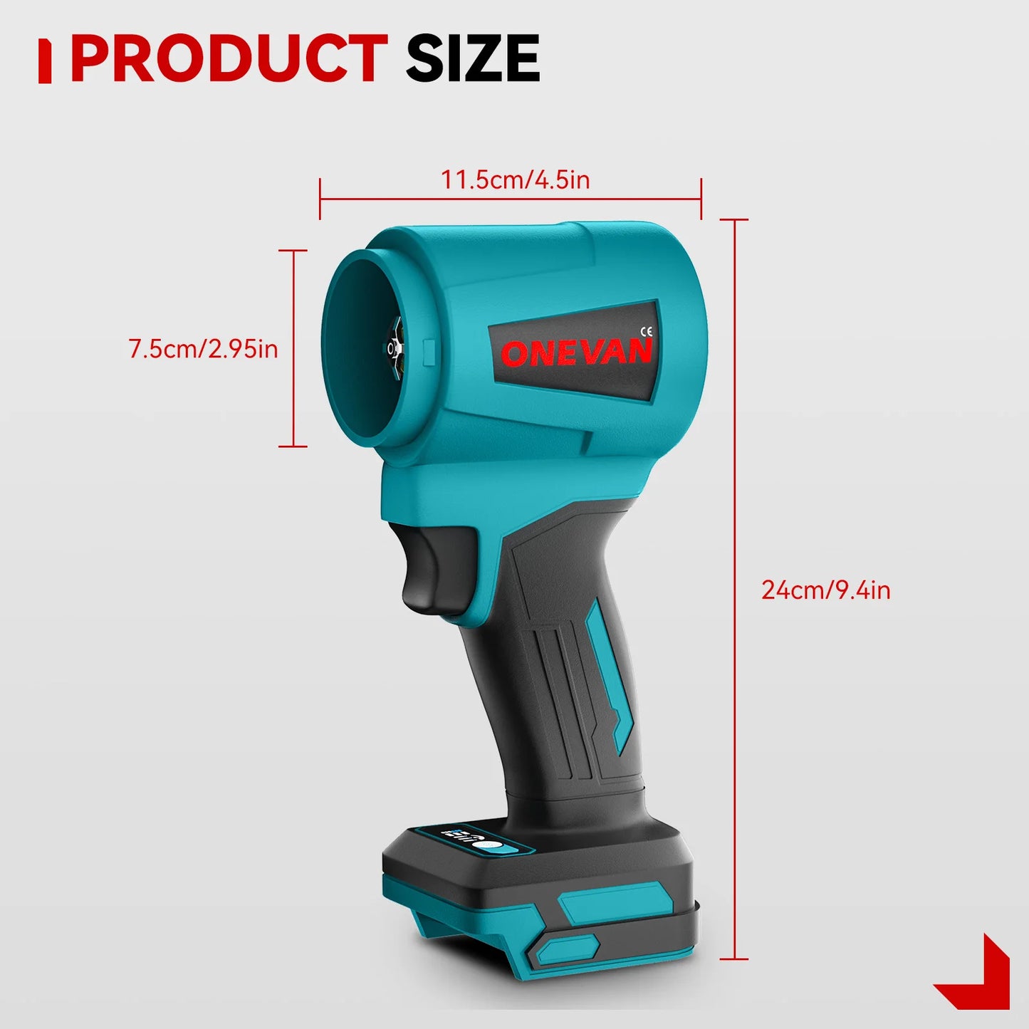 ONEVAN 4000W Brushless Electric Turbo Blower Jet Fan 400M/S 300000RPM Handheld Leaf Blower Dust Blowing Tool for 21V 18V Battery