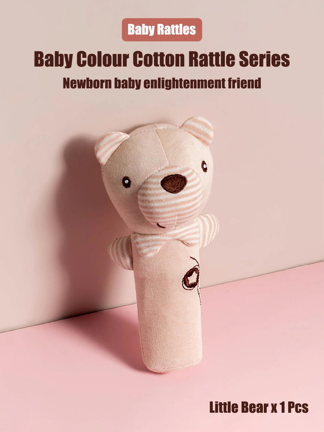 1PCS 0-6 months Baby Hand Shaker Newborn Comfort Toy Baby 0-1 Year Old Toy Baby Stick and Round Rattle