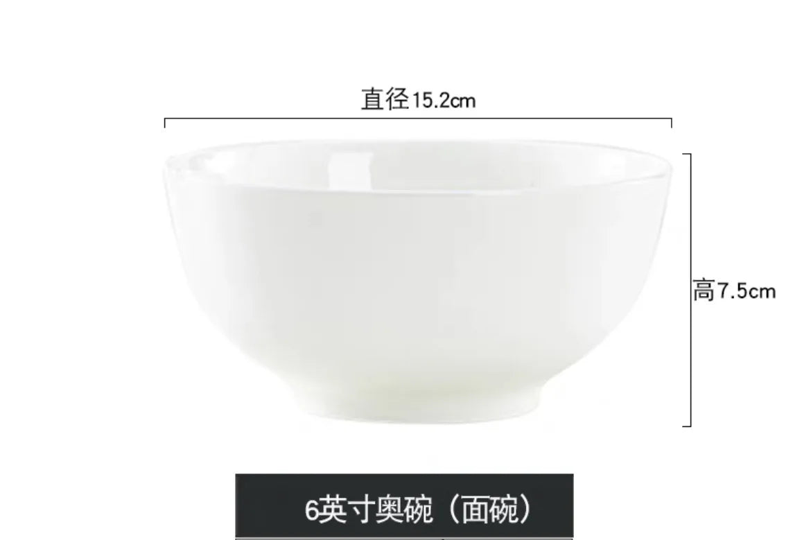 Tangshan Bone Porcelain Series Tableware, Various Type Bowls, Microwave Ovens, Household Hotels, Pure White Simple Rice Bowls