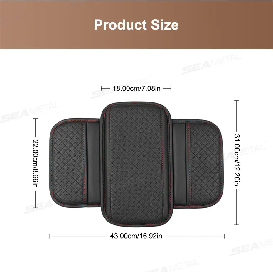 BLALION Leather Car Armrest Box Pad Memory Foam Center Console Arm Rest Protector Cover with Storage Pocket Elbow Rest Cushion