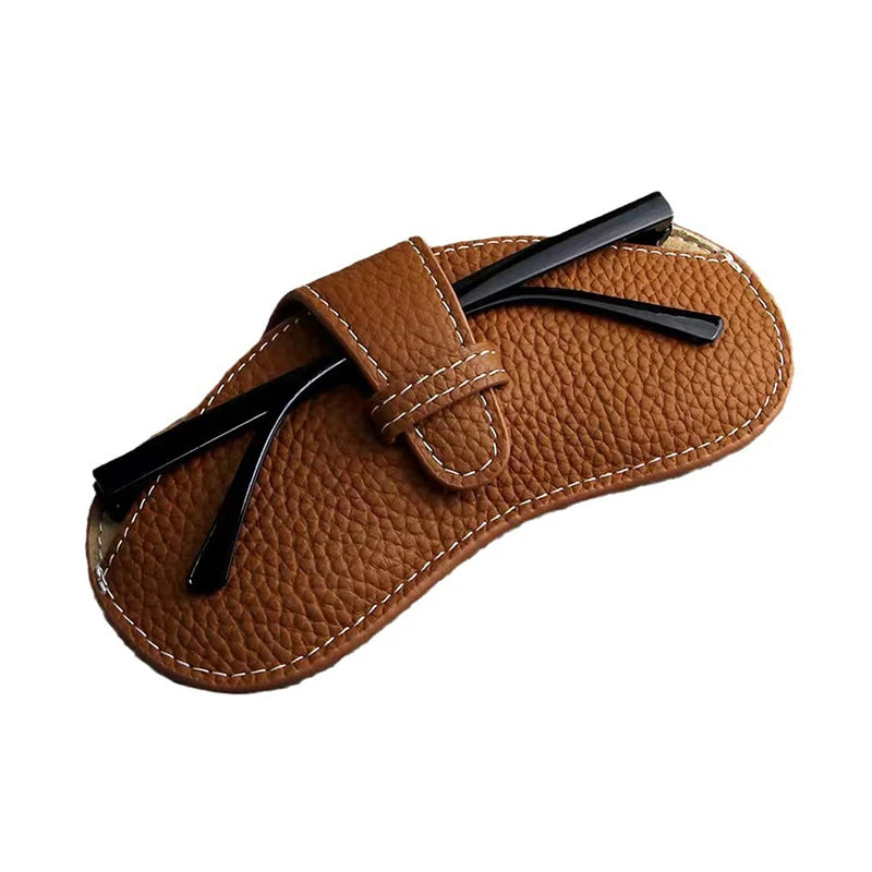 PU Leather Portable Glasses Bag Sunglasses Storage Bags Men and Women Car Glasses Protective Cover Anti-crushing Glasses Clip