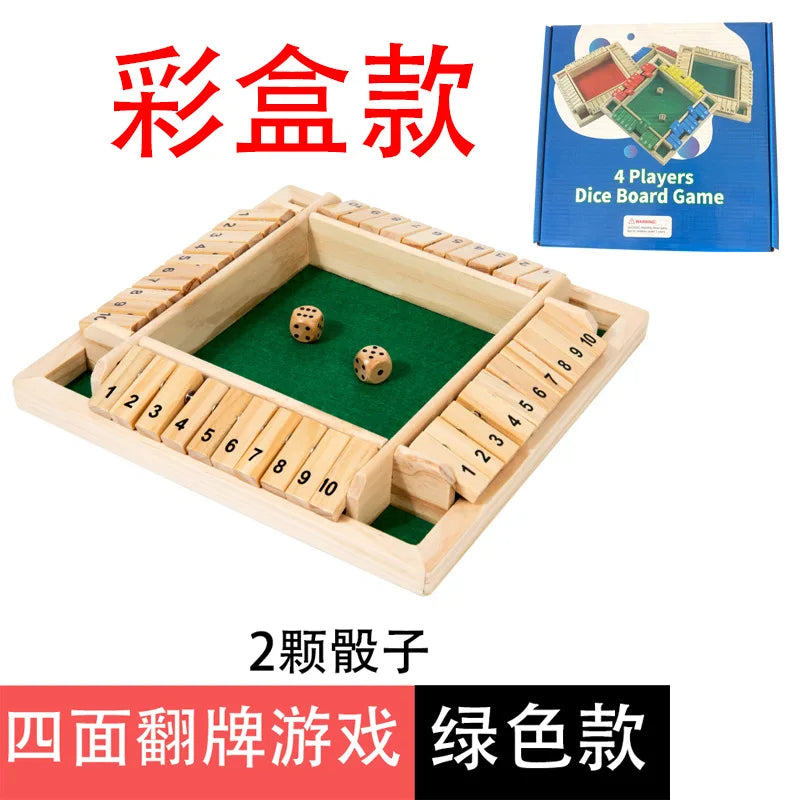 Wooden Dice Board Game Shut The Box for 4-6 Players Flaps & Dices Game Parent-children Interaction Family Entertainment   Party