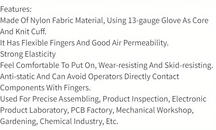 A set of breathable nylon garden work gloves, without PU coating and silicone, not waterproof, used for excavation and planting