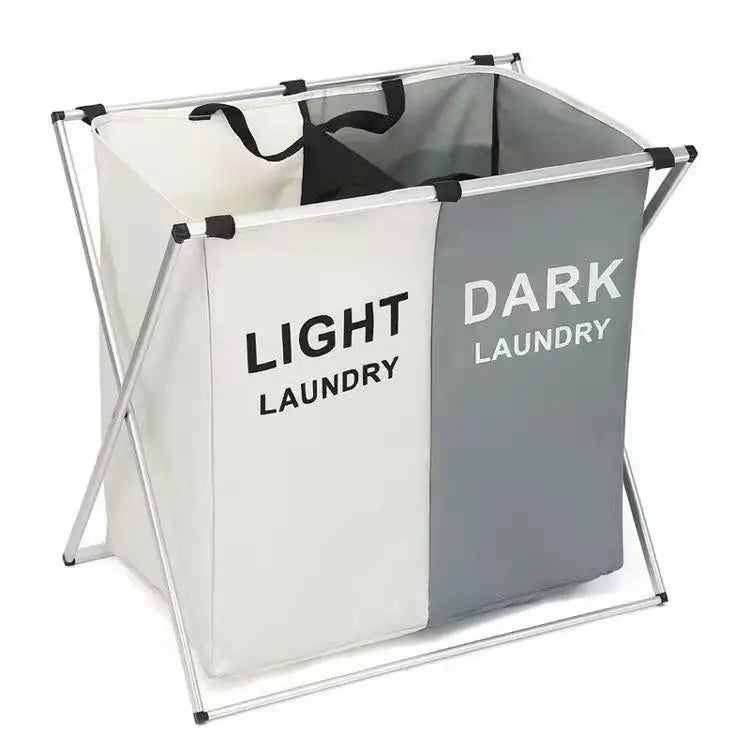 1 PC Large Laundry Hamper 3 Sections Divided Laundry Basket Foldable Washing Dirty Cloth Storage Bag