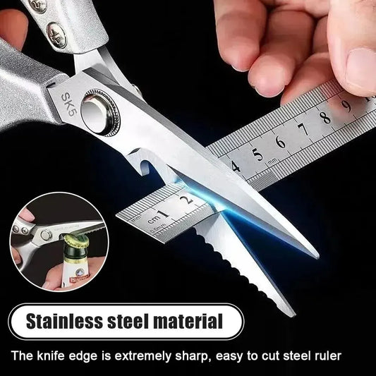 Professional 8.5-inch Stainless Steel Kitchen Scissors with Aluminum Alloy Handle - Perfect for Cutting Chicken Bones Meat Fish