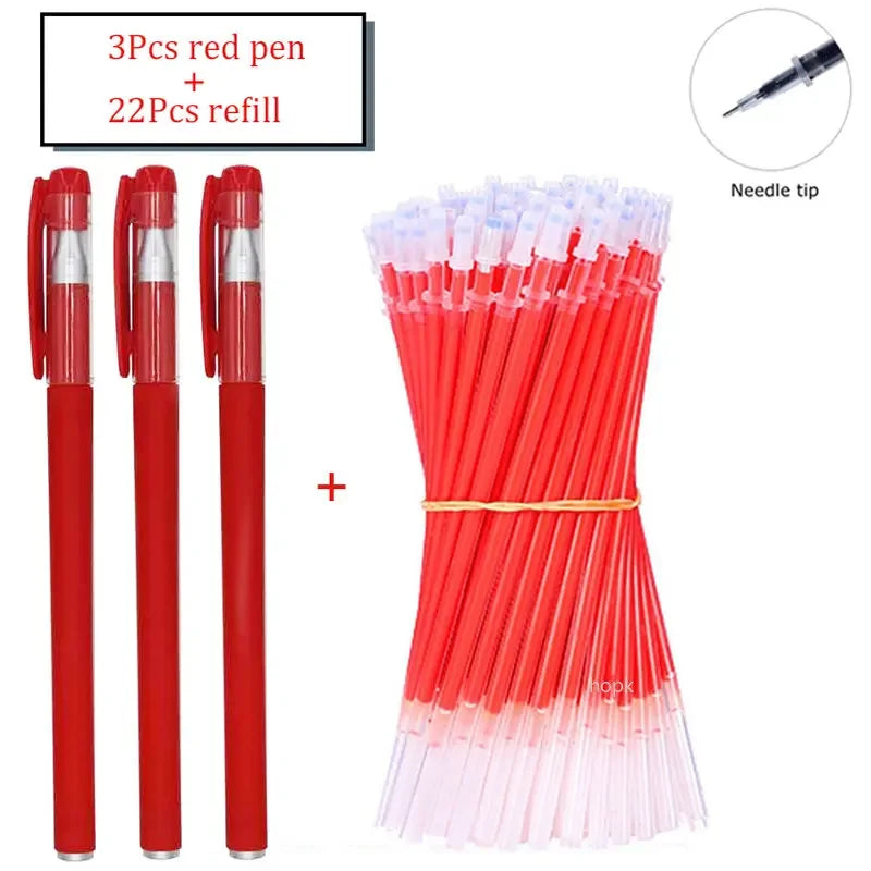 7/35 PCS Gel Pen Set School Supplies Black Blue Red Ink Color Ballpoint Pen Kawaii Pen Writing Tool School Office Stationery