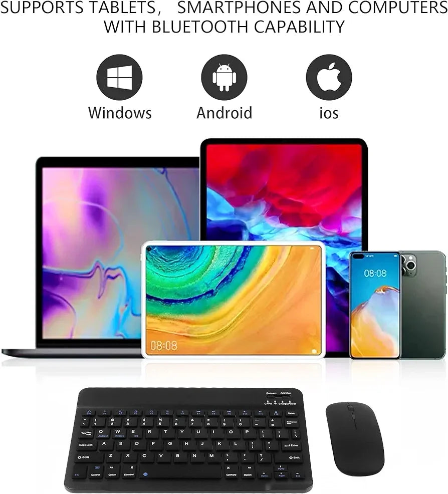 Rechargeable Bluetooth-compatible Keyboard Ultra-Slim Wireless Mouse Keyboard Set for Android Windows Tablet iPhone iPad