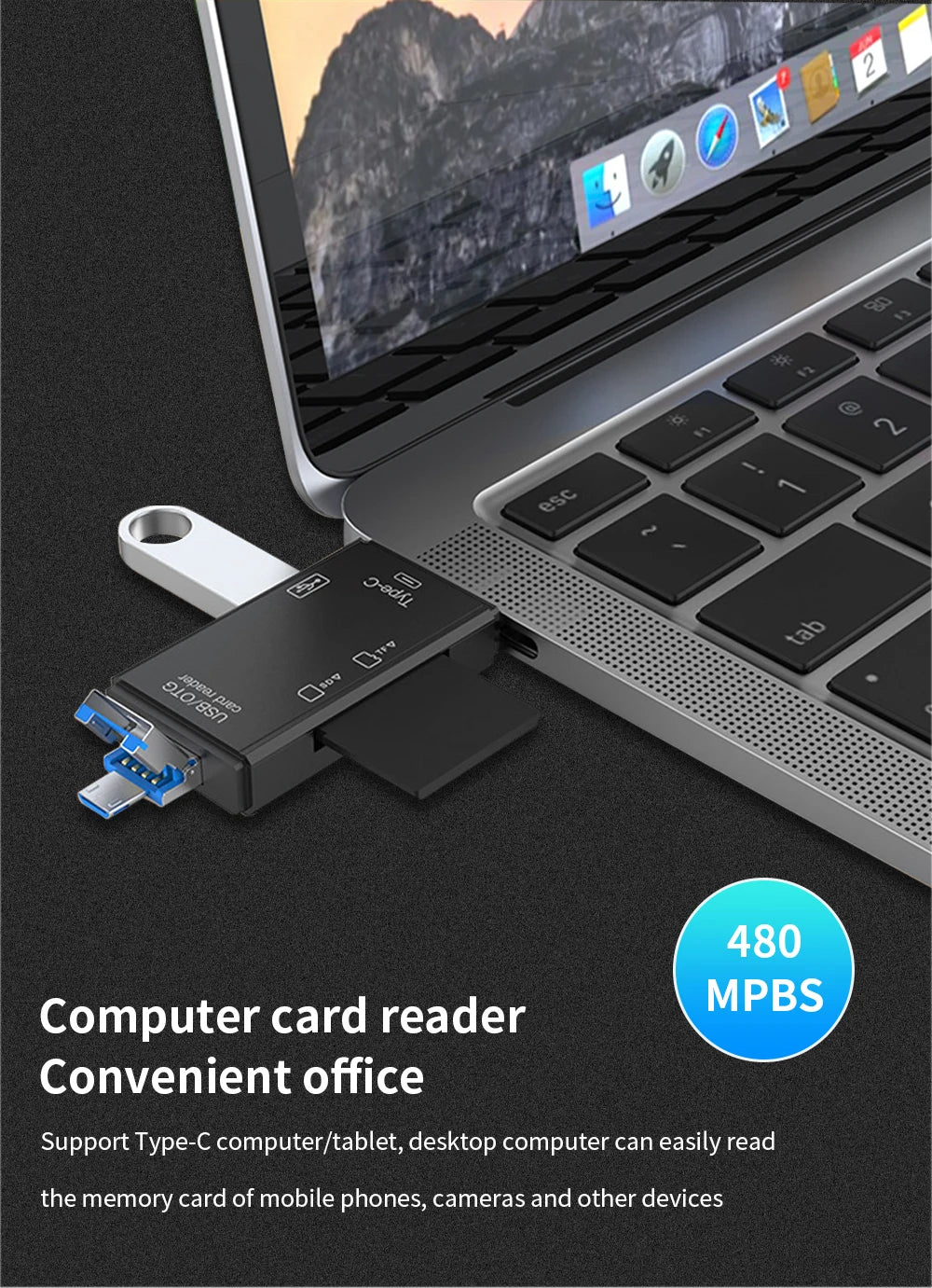 TISHRIC Micro USB Type C Adapter USB TF SD Card Reader USB-C Memory Card Adapter For Macbook Samsung Huawei XiaoMi Laptop Phone