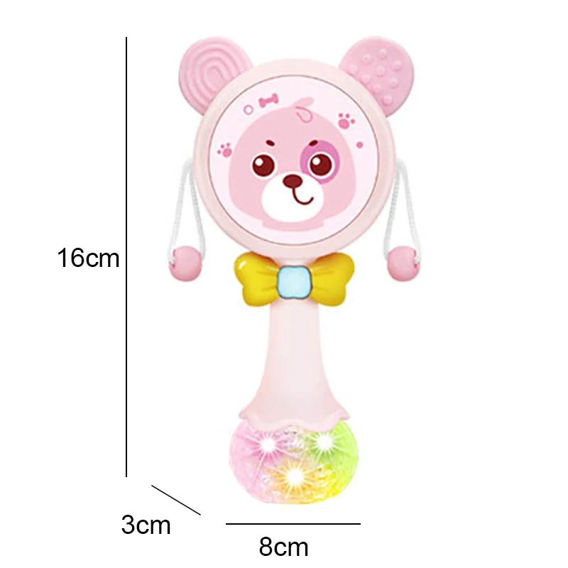 Baby Music Flashing Rattle Toys Rabbit Teether Hand Bells Mobile Infant Stop Weep Tear Rattles Newborn Early Educational Toy 18M