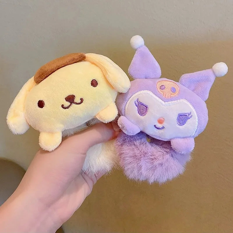 Sanrio Plush Scrunchie Anime Melody Kuromi Cinnamoroll Lady Tie Hair Rubber Band Headdress Girl Hair Accessories Kawaii Hairband