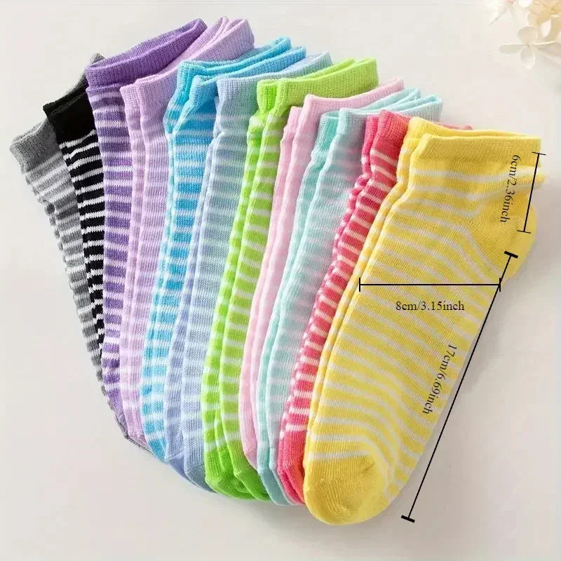 10/20/30/50/100Pairs Heart Print Socks Valentine's Day Candy Colored Ankle Socks Women's Stockings & Hosiery