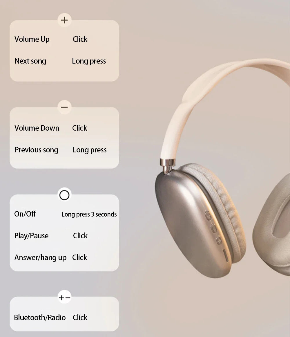 P9 Wireless Bluetooth Earphones Headphones Outdoor Sports Headset 5.1 With Charging Bin Display Touch Control Earbuds for Muisc