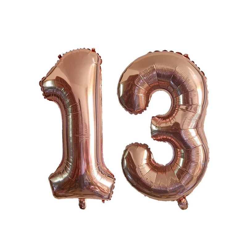 2Pcs 32 Inch Gold Silver Black Blue Red Helium Foil Number Balloon 10 11 12 13 14 15 Happy Birthday Party Decoration Supplies