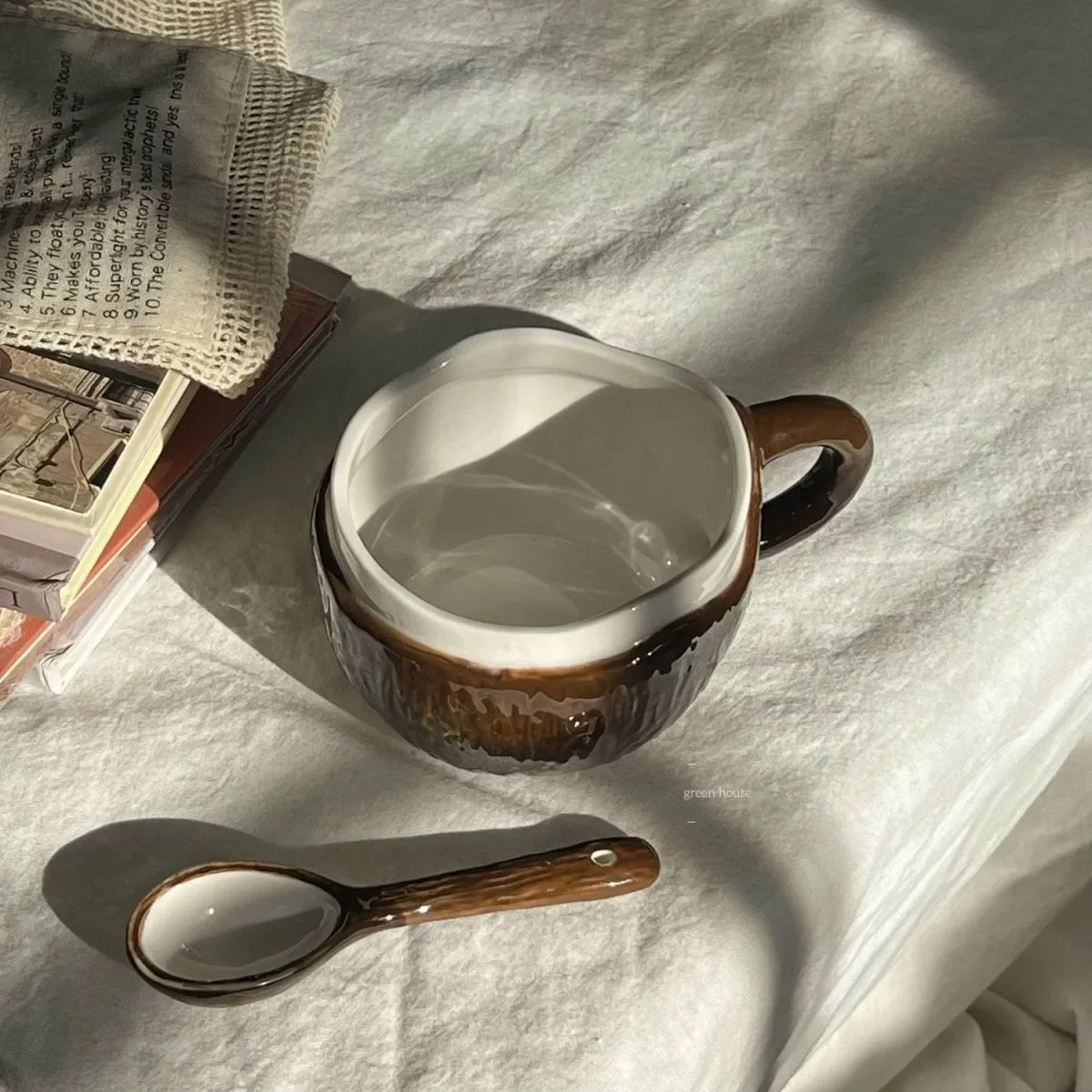 High value ins retro hand-squeezed irregular ceramic mark coconut cup coffee cup oat breakfast water cup