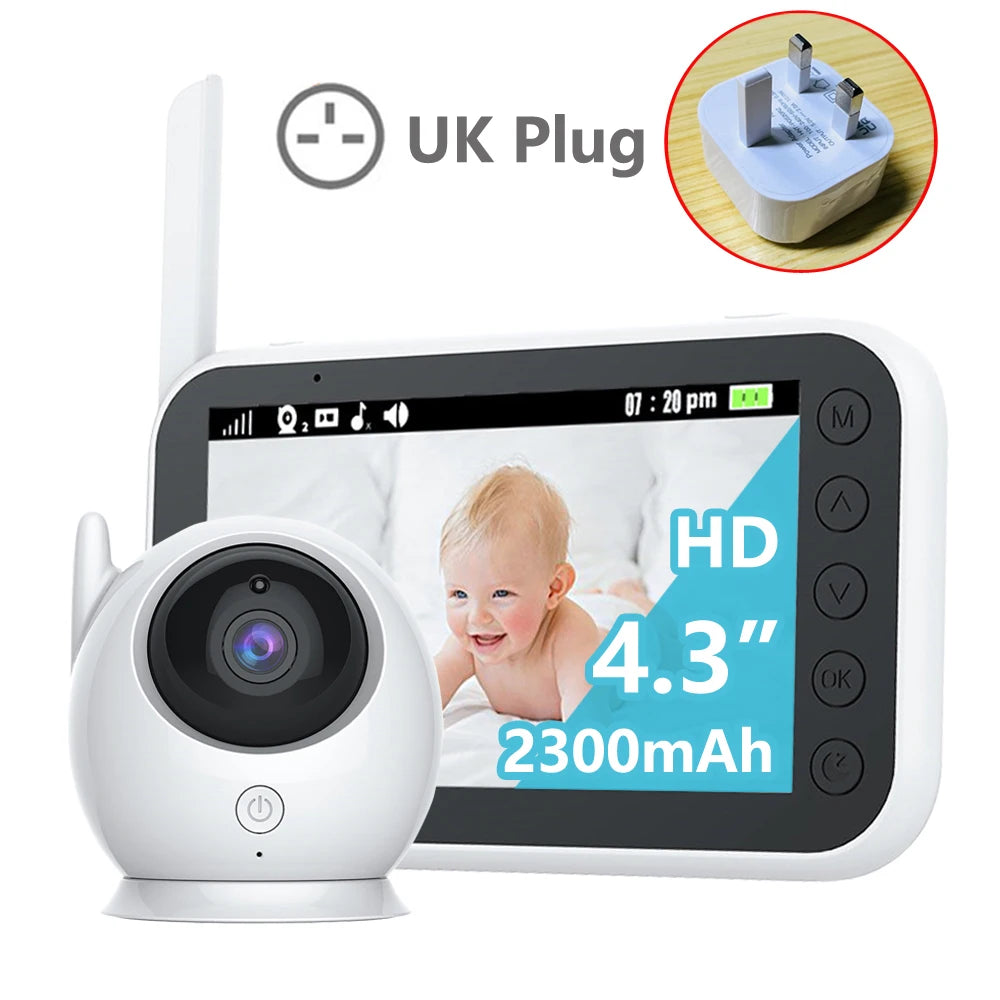 4.3 Inch Baby Monitor with 2000mAh Long Battery Life Video Wireless Camera and Audio Intercom Auto Night Vision Kids Babysitter