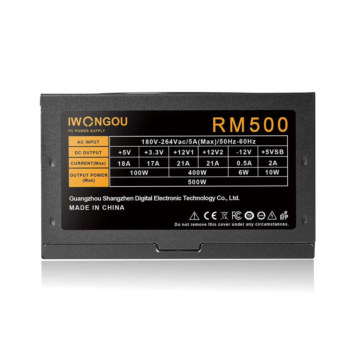 IWONGOU PC Power Supply Unit 500W 600W 750W Black Gaming Quiet 120MM 24pin 12V ATX Desktop Computer Power Supply for BTC