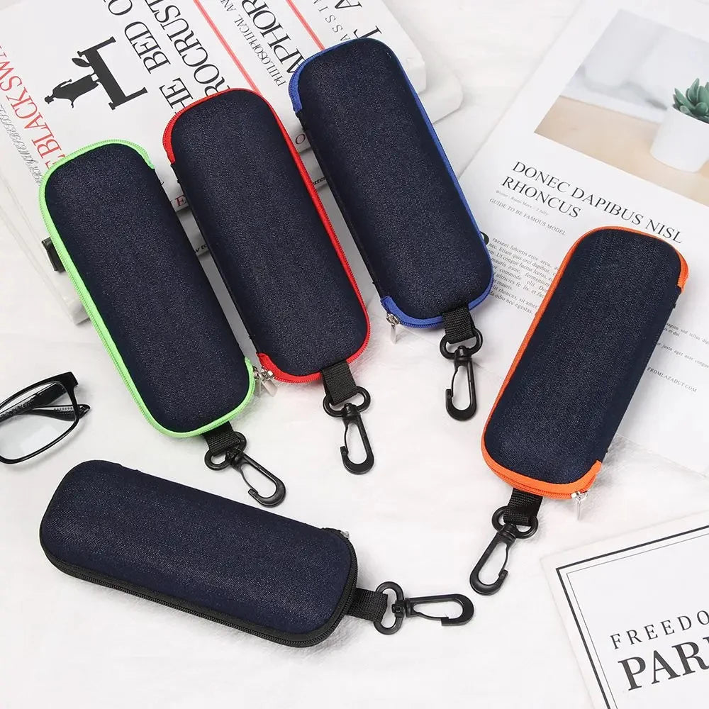 Denim Fabric Glasses Cases Zipper Sunglasses Protection Container Eyeglasses Pencil Case Reading Glasses Box Organizer Carry Bag