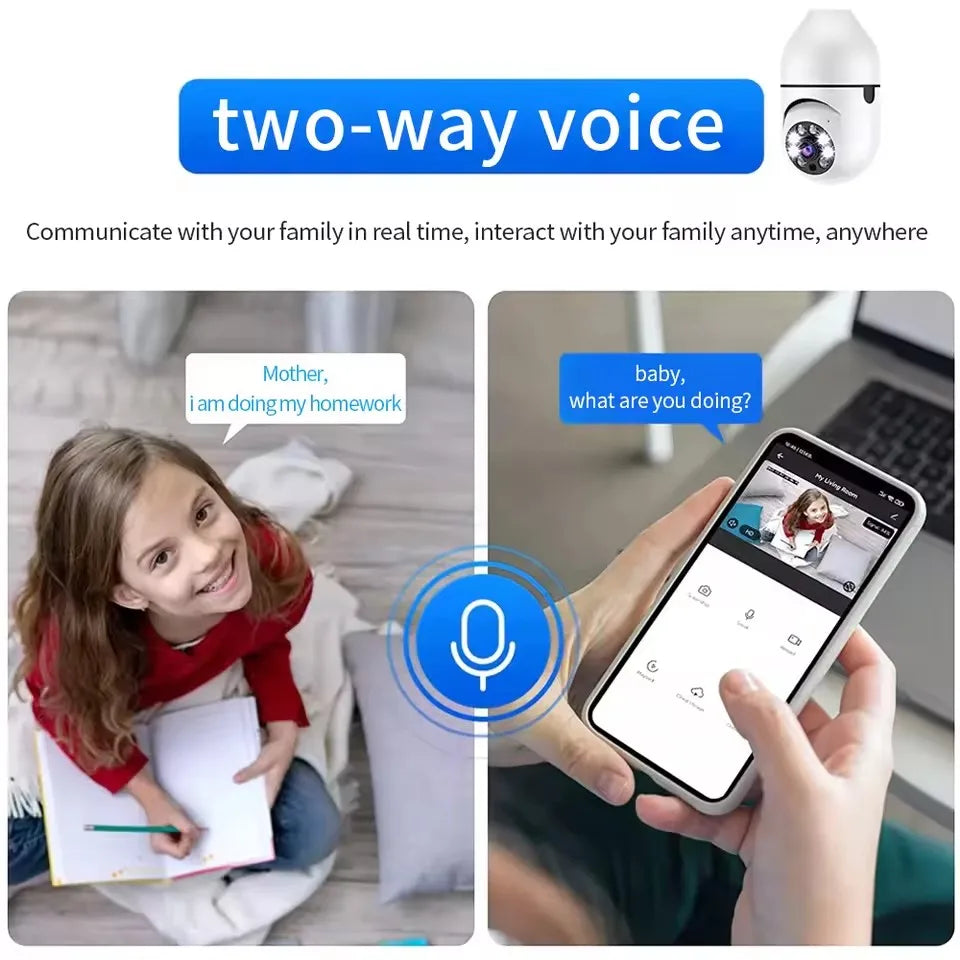 E27 Surveillance Camera Full Color Night Vision Automatic Human Tracking Zoom Indoor Security Monitor Wifi Miini IP Camera