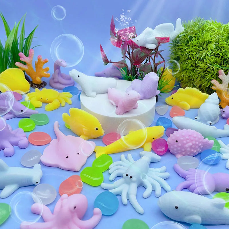 10/30/50PCS Squishies Mochi Toys Sea Animals Stress Ball Stress Relief Squeeze Toys Goodie Bag Stuffers Fidget Toys Marine Theme