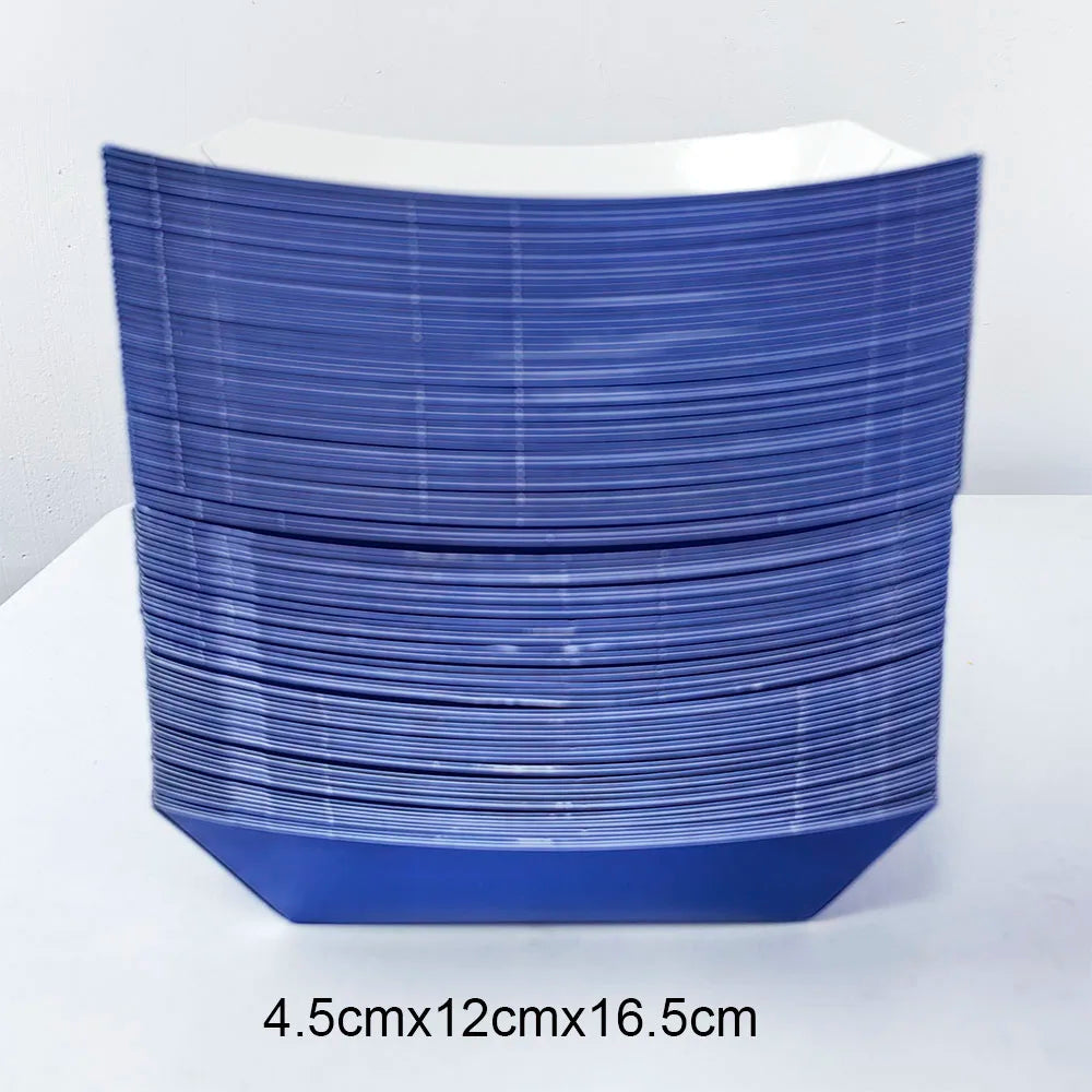6/12/24 Solid Color Paper Food Trays Disposable Food Boat Black White Blue Yellow Popcorn Box Baby Showe Birthday Party Supplies