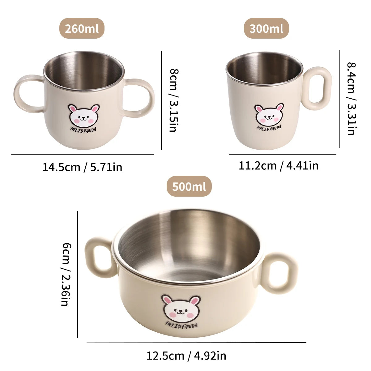 WORTHBUY New 304 Stainless Steel Water Cup Mug With Handle Cute Double Wall Milk Coffee Cup Anti Scalding Drinking Cup For Kids