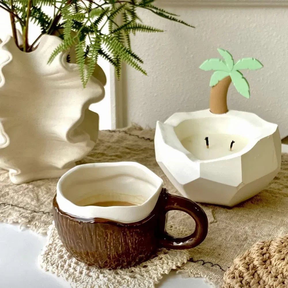 High value ins retro hand-squeezed irregular ceramic mark coconut cup coffee cup oat breakfast water cup