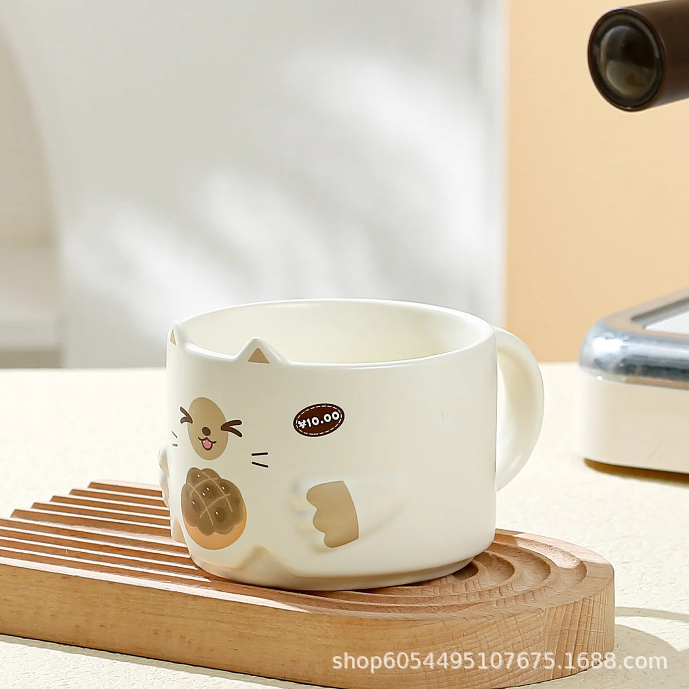 Creative Ceramic Cat Mug Cartoon Stacked Pair Cup High Temperature Resistant Household Children's Drinking Coffee Cup