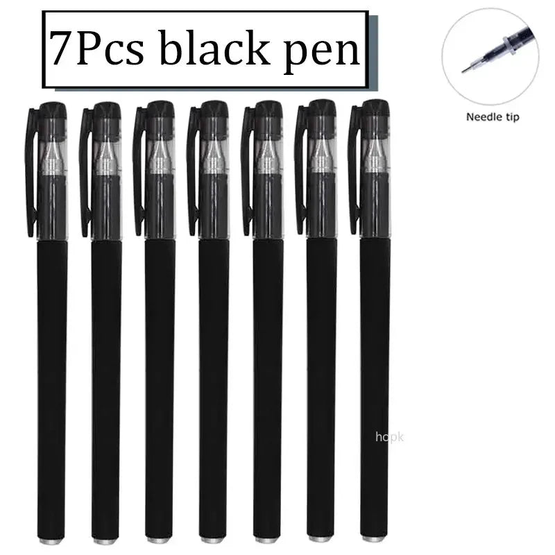 7/35 PCS Gel Pen Set School Supplies Black Blue Red Ink Color Ballpoint Pen Kawaii Pen Writing Tool School Office Stationery