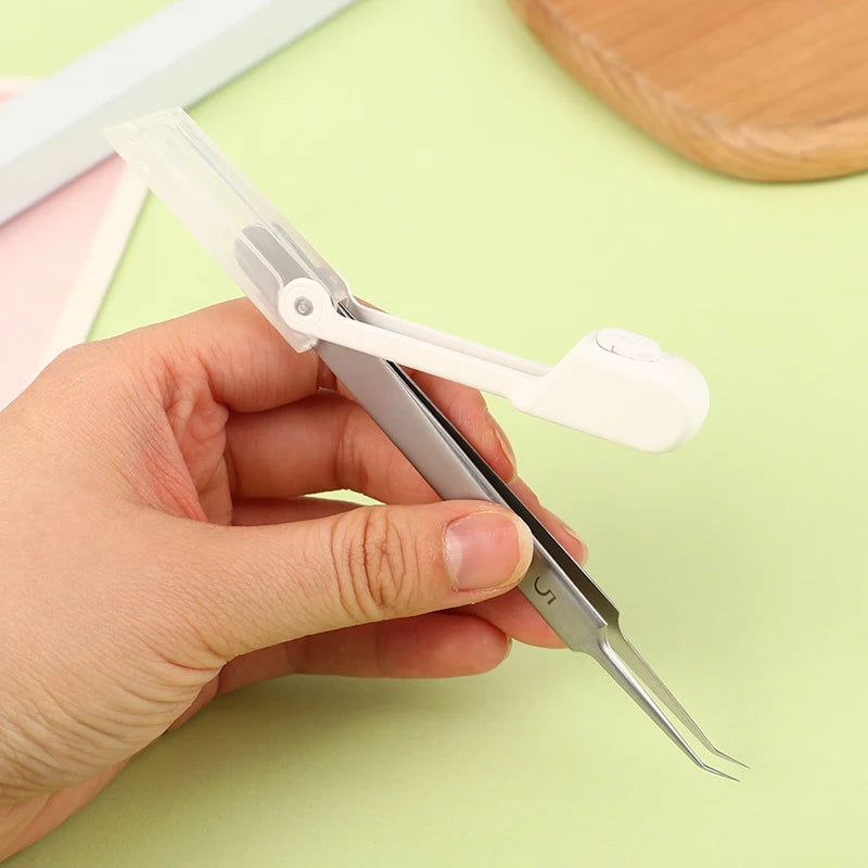 1PC Led Acne Needle Tweezers Blackhead Blemish Pimples Removal Pointed Bend Gib Head Face Care Tools Comedone Acne Extractor