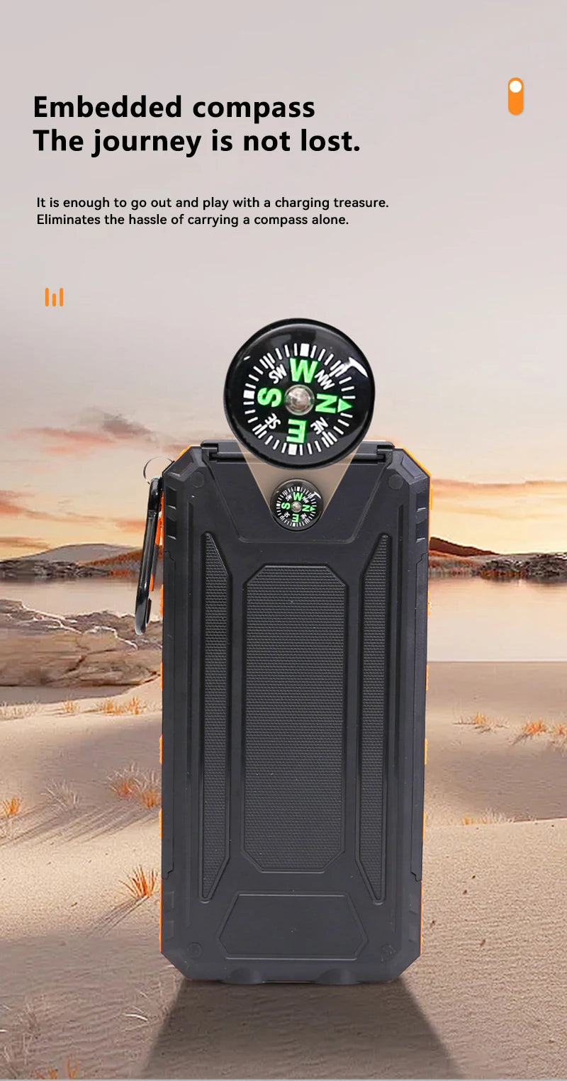 Xiaomi 200000mAh Solar Power Bank Portable Large Capacity Charger Compatible USB-A And USB-C With Flashlight For Xiaomi IPhone