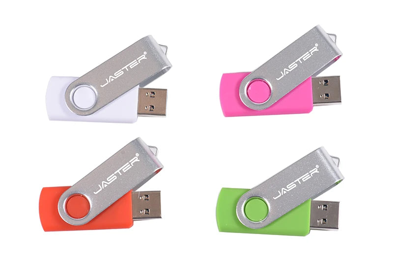 JASTER Rotatable Colorful USB 2.0 Flash Drive 128GB Creative Gift Memory Stick 64GB Silver Clip Pen Drive 32GB U Disk 16GB 8GB