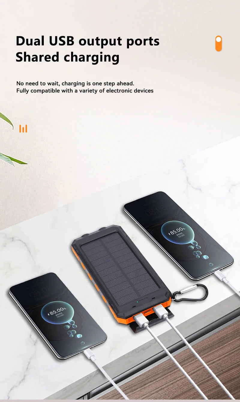 Xiaomi 200000mAh Solar Power Bank Portable Large Capacity Charger Compatible USB-A And USB-C With Flashlight For Xiaomi IPhone