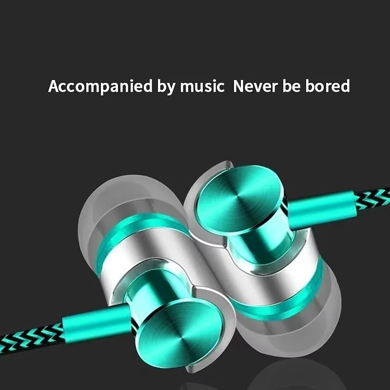 3.5mm Wired Headphones Noise Canceling In-Ear Sports Earphone Dual Driver Bass Stereo Gaming Headset HiFi Music Earbuds With Mic