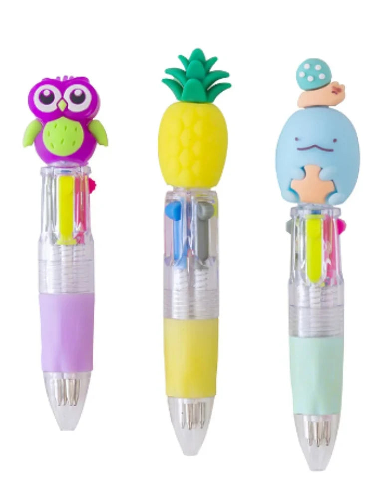 20Pcs/Lot Cute Cartoon 4 Color Mini Ballpoint Pen KawaiiUnicorn Flamingo Retractable Stationery Gift SchooOoffice Supplies