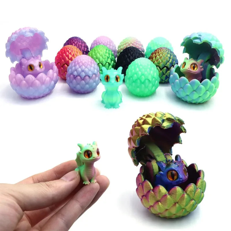 Mini 3D Printed Dragon with Eggs Eyes for Home Decor Little Dragon Egg Kids Toy Gift Figure Accessories Decoration Статуэтки