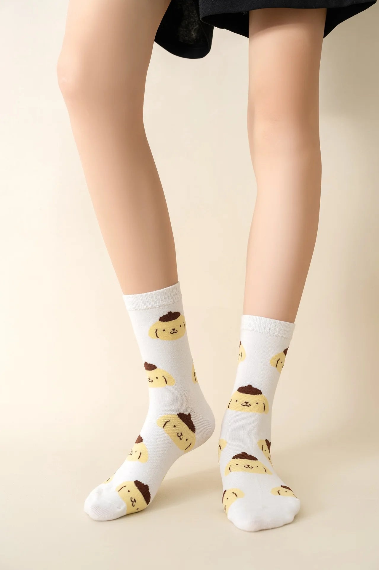 Sanrio Mymelody Cinnamoroll Pom Pom Purin Mid Length Socks Ins Breathable Minimal Design Leisure Sports Socks Girls Gifts Lovely