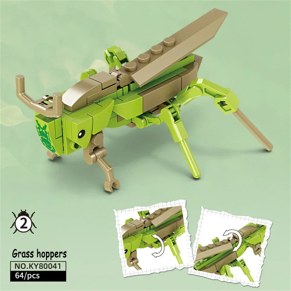 Rhinoceros Beetle Colorful Insect 3D Model Building Blocks Toy Easy Assembly Puzzle Toys Perfect Holiday Gift for Kids Birthday
