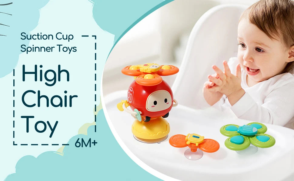 Suction Cup Spinner High Chair Baby Toys 6 12 Months Rotating Rattle Sensory Toys for Babies Educational Games Toy 1 2 3 Years
