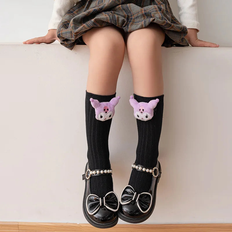 Kuromi Melody Cinnamoroll Kitty Cat Sanrio Socks for Children's Girls Cartoon Kawaii Korean Style Mid-Tube Trendy Student Socks