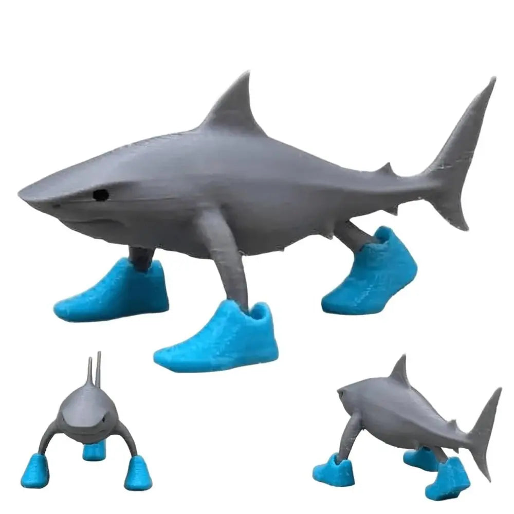 Desk Decor Wear Shoes Sharks 3D Printed Collectible Shark Figurine Toy Shark in Sneakers Statue Shark Meme Figurines