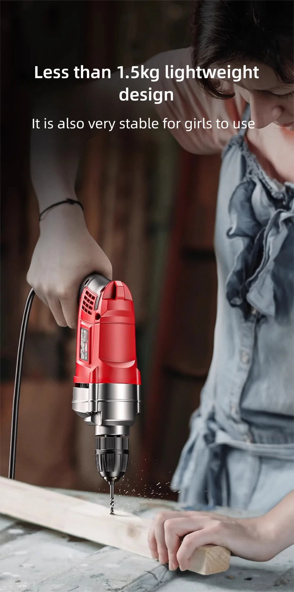 220V 50Hz Impact Drill 0-3000 R/min High Rotation Speed Corded Electric Drill Tool Max 13mm Chuck Controllable Speed 780W