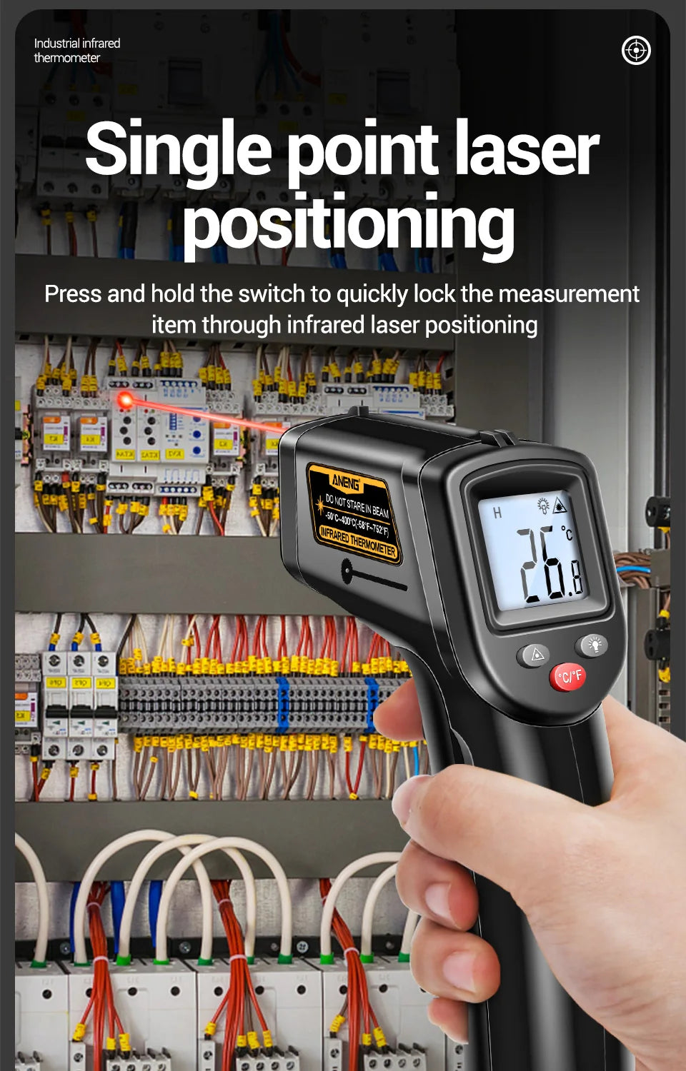 ANENG TH201 Celsius Display Digital Infrared Thermometer Highly Sensitive Non-contact Temperature Measuring Gun Hygrometer